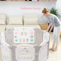 Baby-Laufgitter 10 Panele Laufstall Absperrgitter Faltbares Aktivitätszentrum für Babys