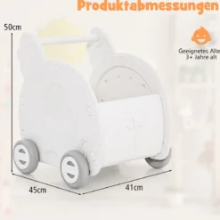 Baby Lauflernhilfe Schiebespielzeug 4-Rad Kleinkinderwagen in Elefantenform Weiß