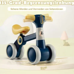Baby-Laufrad 4-Rad-Kinderfahrrad ohne Pedal 55,5 x 26 x 39 cm Dunkelgrau + Gelb