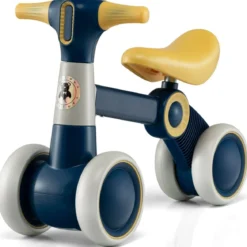 Baby-Laufrad 4-Rad-Kinderfahrrad ohne Pedal 55,5 x 26 x 39 cm Dunkelgrau + Gelb