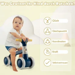 Baby-Laufrad 4-Rad-Kinderfahrrad ohne Pedal 55,5 x 26 x 39 cm Dunkelgrau + Gelb