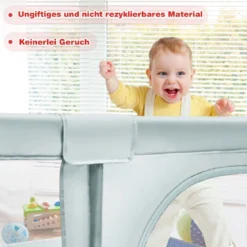 Baby Laufstall mit 50 Spielbällen Laufgitter mit Netz und Reißverschluss 120 x 190 cm Blau