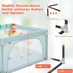 Baby-Laufstall Tragbarer Laufstall mit Sicherheitstoren 120 x 120 x 68 cm Blau