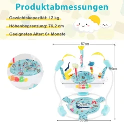 Baby Sky Jumperoo mit Verstellbaren Höhen & Spielzeuge & Spieluhr Lauflernhilfe