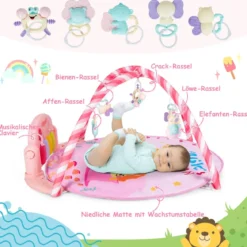 Baby-Spielmatte Musikalisches Klavier mit Lichtern Spielmatte 86 x 86 x 47 cm Rosa