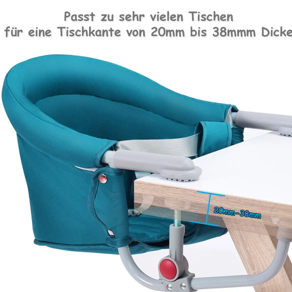Baby Tischsitz Babysitz klappbar mit Befestigungsclip Hochstuhl Hellblau