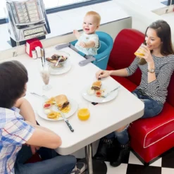 Baby Tischsitz Babysitz klappbar mit Befestigungsclip Hochstuhl Hellblau