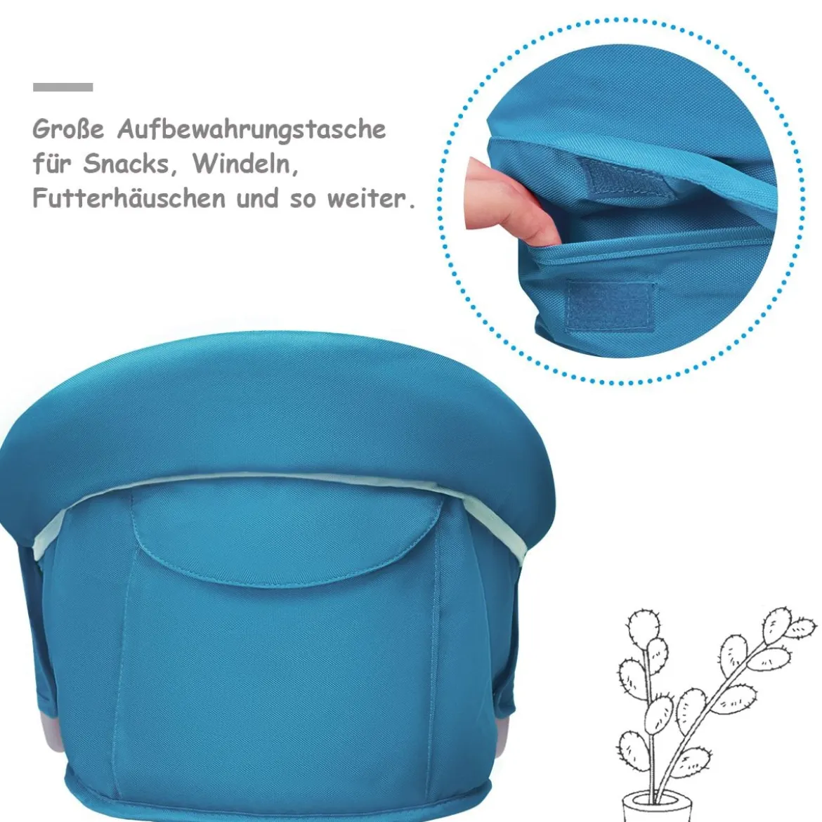 Baby Tischsitz Babysitz klappbar mit Befestigungsclip Hochstuhl Hellblau