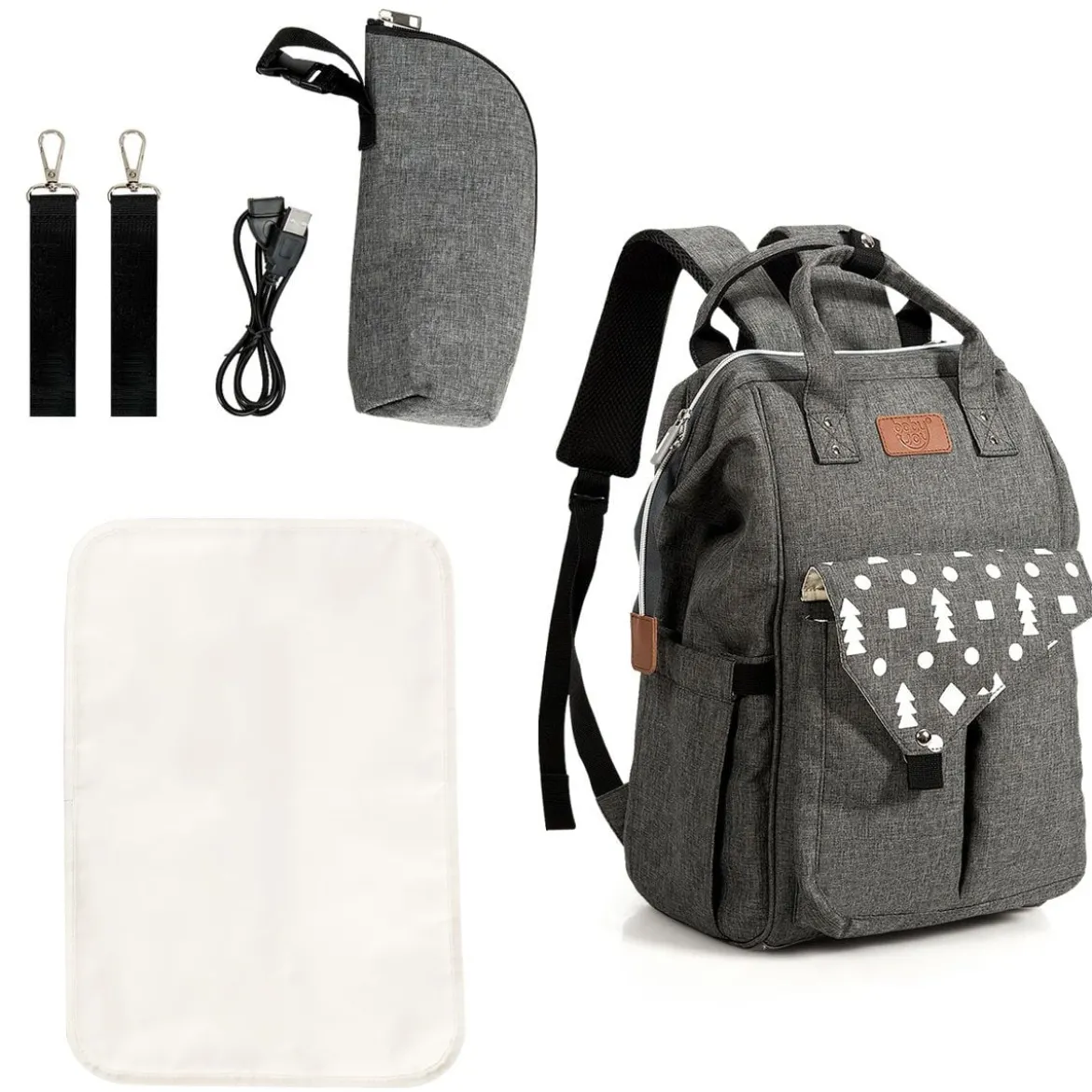 Baby Wickelrucksack Wickeltasche multifunktional Babytasche Grau