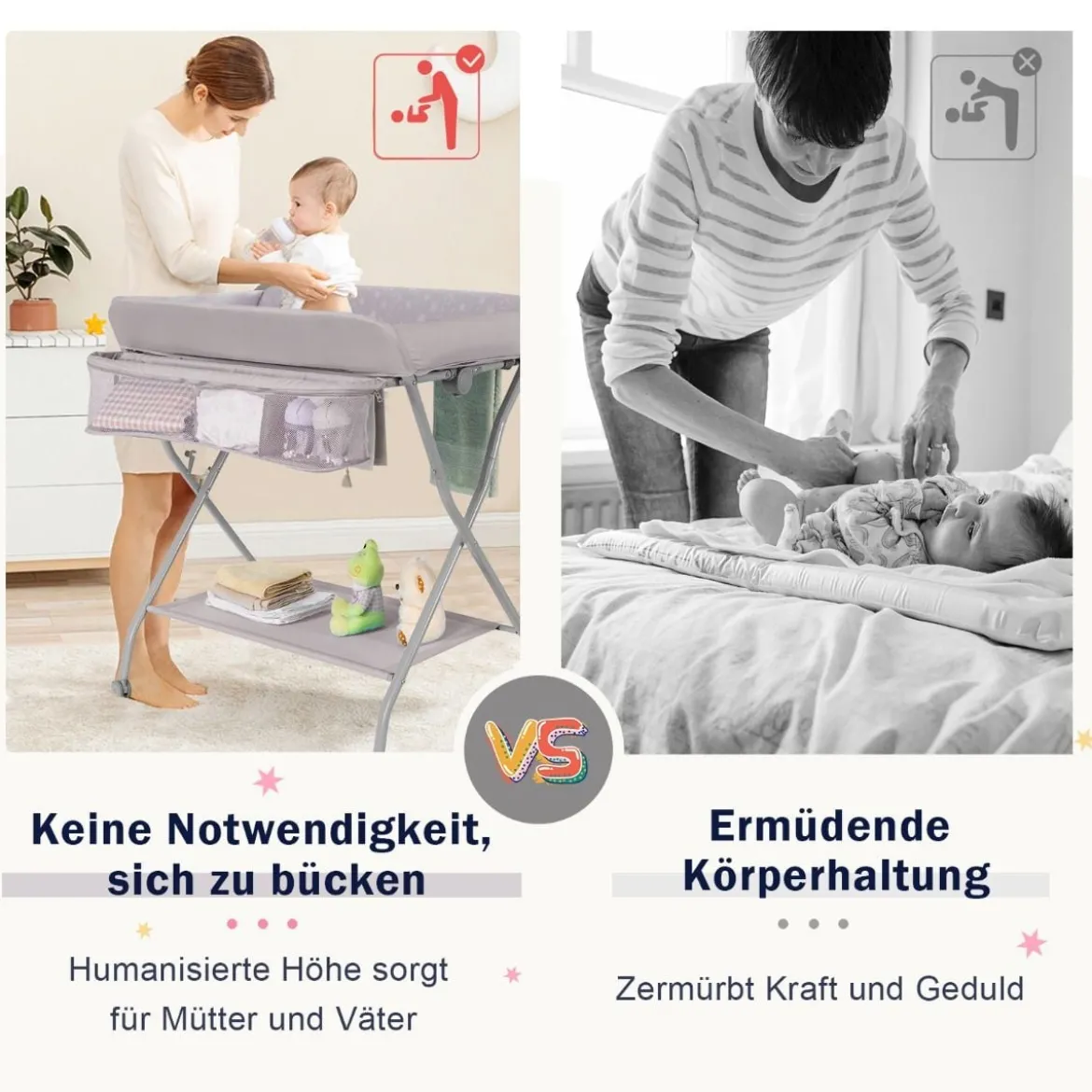 Baby-Wickeltisch Klappbare Baby-Wickelstation mit Aufbewahrungskorb 93 x 68 x 103 cm Grau