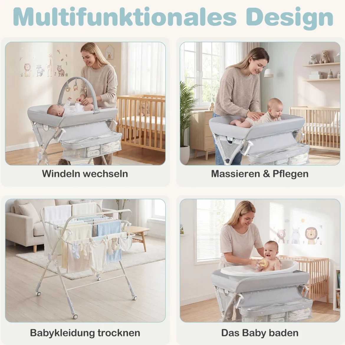 Baby Wickeltisch Klappbare Wickelstation mit Aufbewahrungstasche Ablage Spielzeug