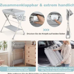 Baby Wickeltisch Klappbare Wickelstation mit Aufbewahrungstasche Ablage Spielzeug