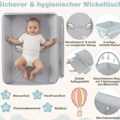 Baby Wickeltisch Klappbare Wickelstation mit Aufbewahrungstasche Ablage Spielzeug