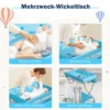 Baby Wickeltisch mit großem Aufbewahrungskorb und Regal für Neugeborene Blau