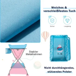 Baby Wickeltisch mit großem Aufbewahrungskorb und Regal für Neugeborene Blau