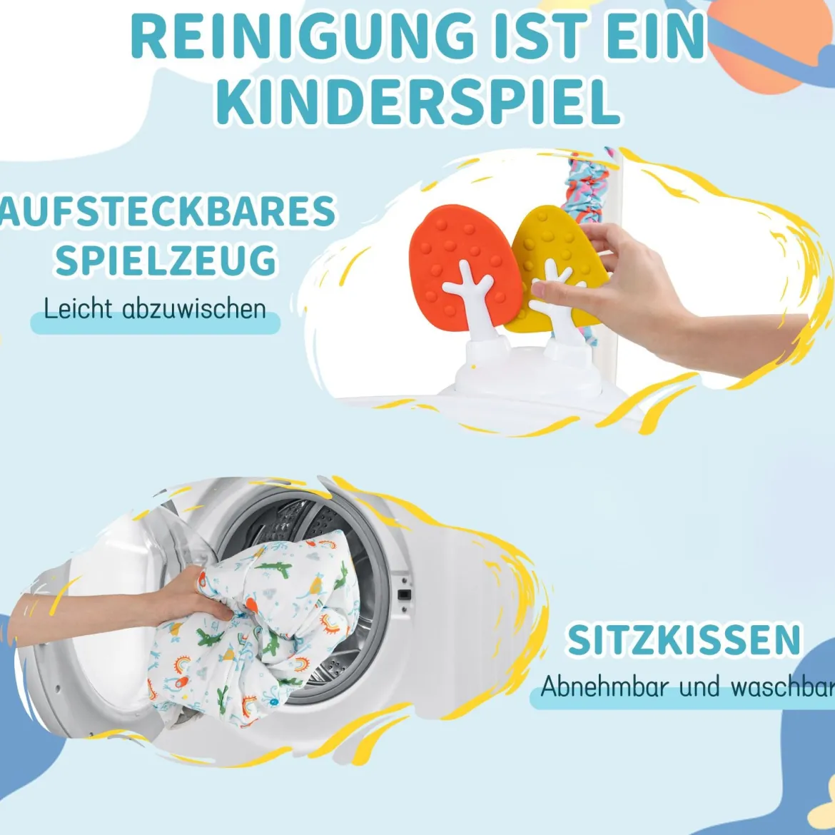 Baby-Wippe & -Springer mit 6 Interaktiven Spielzeugen & Lichtern & Musik Blau