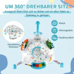 Baby-Wippe & -Springer mit 6 Interaktiven Spielzeugen & Lichtern & Musik Blau
