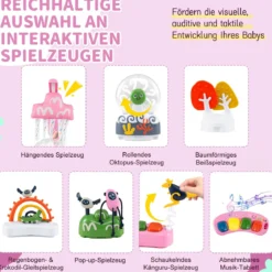 Baby-Wippe & -Springer mit 6 Interaktiven Spielzeugen & Lichtern & Musik Rosa