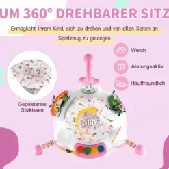 Baby-Wippe & -Springer mit 6 Interaktiven Spielzeugen & Lichtern & Musik Rosa