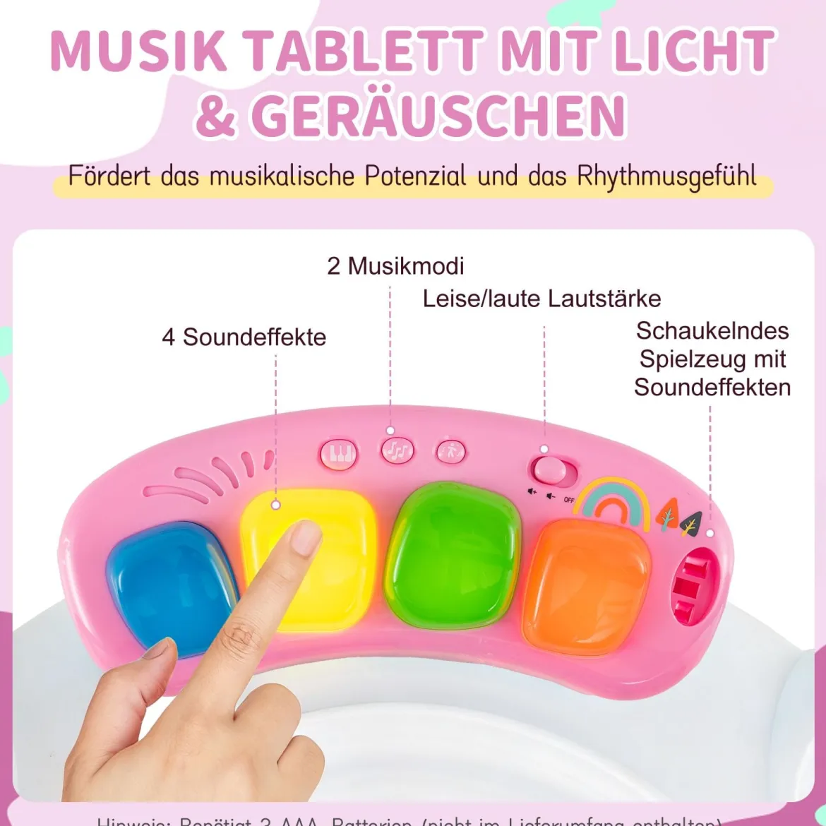 Baby-Wippe & -Springer mit 6 Interaktiven Spielzeugen & Lichtern & Musik Rosa