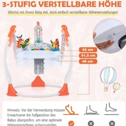 Baby-Wippe & -Springer mit 6 Interaktiven Spielzeugen & Lichtern & Musik Orange