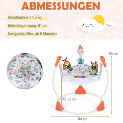 Baby-Wippe & -Springer mit 6 Interaktiven Spielzeugen & Lichtern & Musik Orange