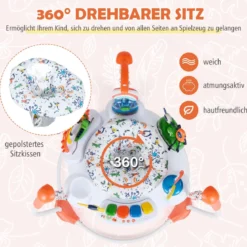 Baby-Wippe & -Springer mit 6 Interaktiven Spielzeugen & Lichtern & Musik Orange