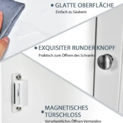 Badezimmer Bodenschrank mit Einzeltür und verstellbarem Regal hölzerner Aufbewahrungsschrank Weiß