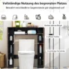 Badezimmerregal für über der Toilette doppeltüriger WC-Schrank mit 2 offenen Fächern Schwarz