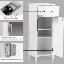 Badezimmerschrank Eintüriger Bodenschrank mit Große Schublade 35 x 30 x 87,5 cm Weiß