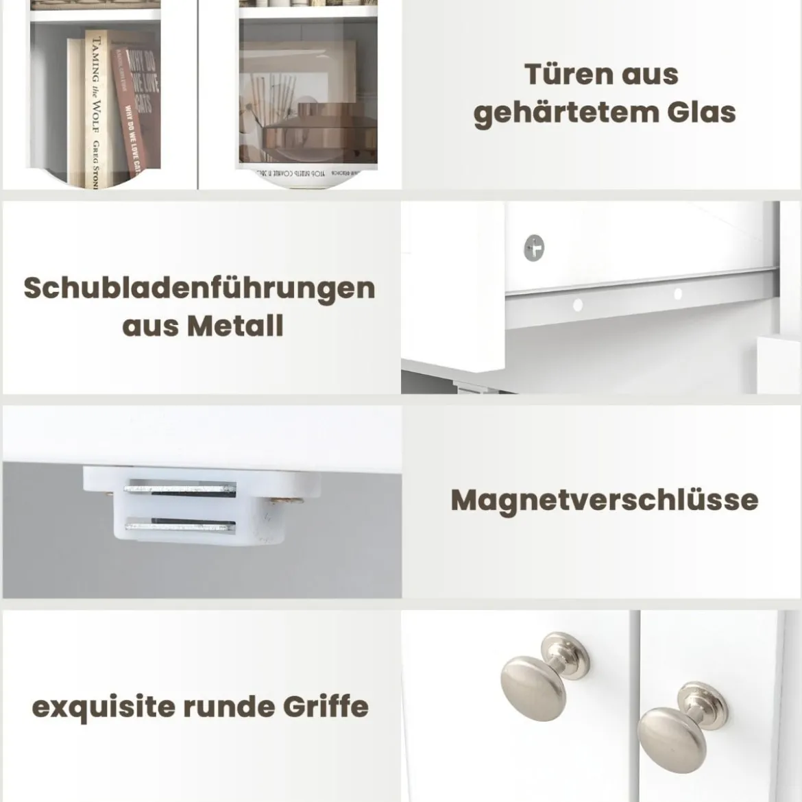 Badezimmerschrank freistehender Hochschrank mit 4 Türen & Schublade 60 x 30 x 160 cm Grau/Schwarz/Weiß
