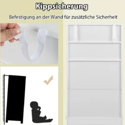 Badezimmerschrank freistehend Aufbewahrungsschrank mit 2 Türen 60 x 30 x 108 cm Weiß