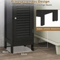 Badezimmerschrank Freistehender WC-Schrank mit Schublade 32 x 30 x 87,5 cm Schwarz