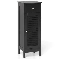 Badezimmerschrank Freistehender WC-Schrank mit Schublade 32 x 30 x 87,5 cm Schwarz