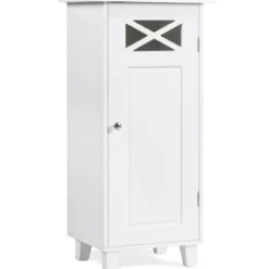 Badezimmerschrank freistehendes Sideboard mit Tür 38 x 30 x 81 cm Weiß
