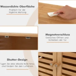 Badezimmer-Schrank Freistehendes Bambusregal mit Offener Ablage 64 x 27,5 x 80 cm Natur