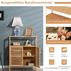 Badezimmer-Schrank Freistehendes Bambusregal mit Offener Ablage 64 x 27,5 x 80 cm Natur