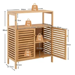 Badezimmer-Schrank Freistehendes Bambusregal mit Offener Ablage 64 x 27,5 x 80 cm Natur