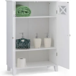 Badezimmerschrank freistehend Badschrank Sideboard Schrank inkl. höhenverstellbarer Ablage 60 x 30 x 87cmweiß