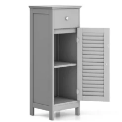 Badezimmerschrank Freistehender WC-Schrank mit Schublade 32 x 30 x 88 cm Grau