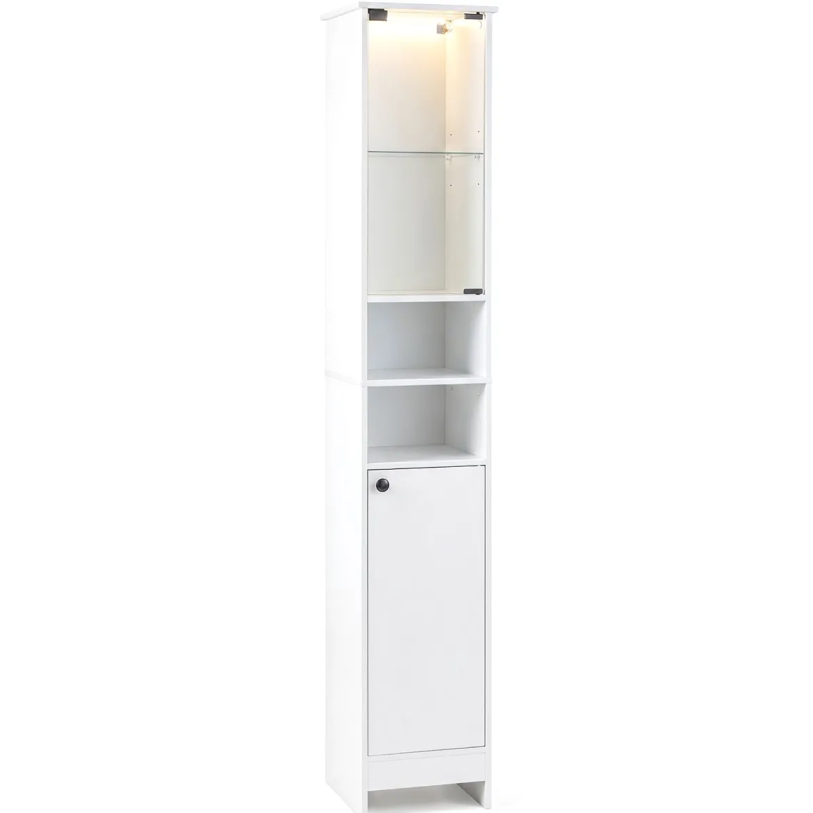 Badezimmerschrank Hochschrank mit Beleuchtung & Fernbedienung Schmaler Badschrank