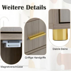 Badezimmerschrank mit Beleuchtung & Schublade & 3 Glasablagen Schmaler Badschrank Grau