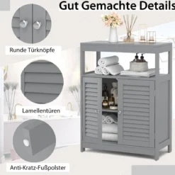 Badezimmerschrank mit Höhenverstellbarer Ablage 60 x 30 x 80,5 cm Grau