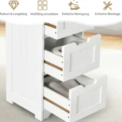 Badezimmerschrank mit 4 Schubladen Aufbewahrungsschrank Badkommode 30 x 30 x 83 cm Weiß