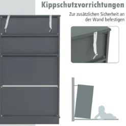 Badezimmerschrank mit 2 Schubladen & 2 Türen & Verstellbare Regalebene Beistellschrank Grau