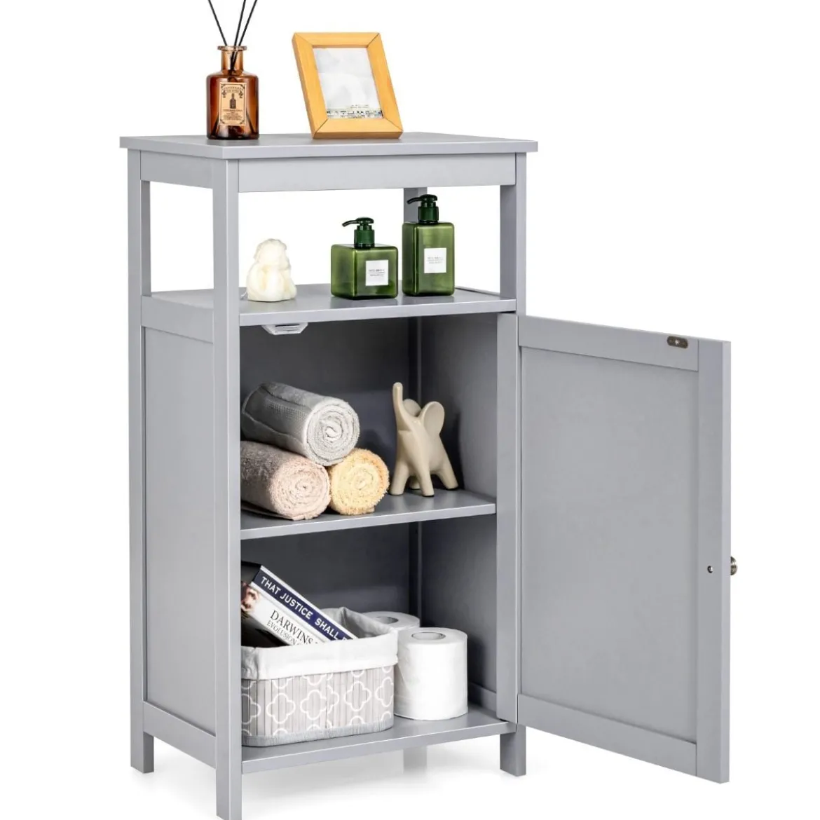 Badezimmerschrank Multifunktionales Freistehendes Regal 45 x 30 x 84 cm Weiß