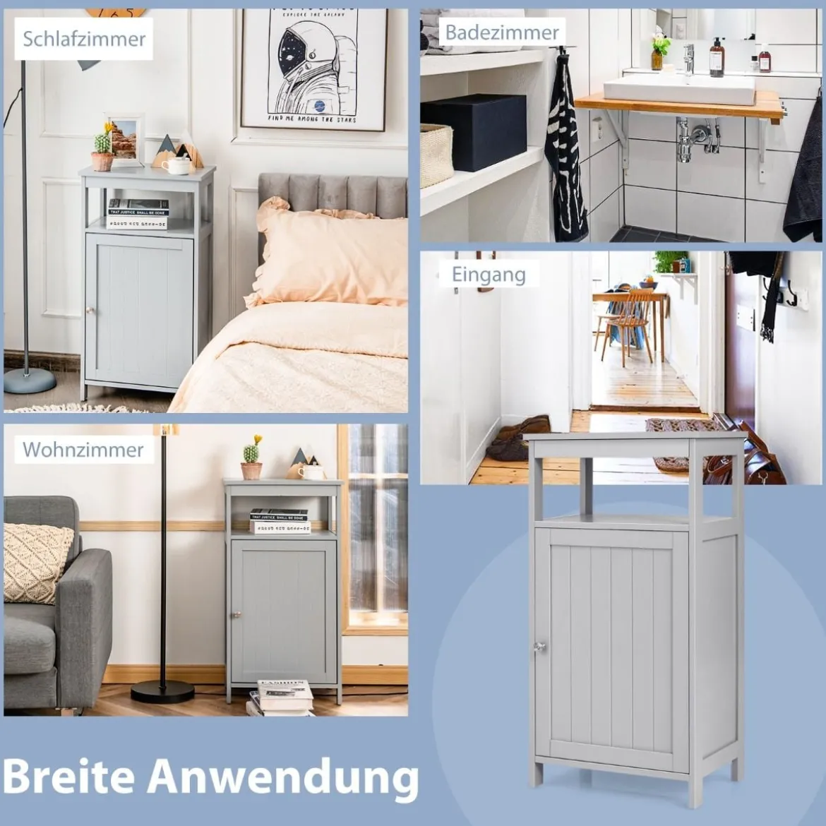 Badezimmerschrank Multifunktionales Freistehendes Regal 45 x 30 x 84 cm Weiß