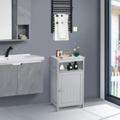 Badezimmerschrank Multifunktionales Freistehendes Regal 45 x 30 x 84 cm Weiß