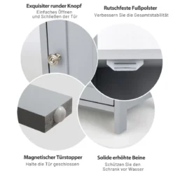 Badezimmerschrank Multifunktionales Freistehendes Regal 45 x 30 x 84 cm Weiß