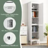 Badezimmerschrank Schmal Badschrank mit Verstellbarem Ablagen 38 x 33 x 160 cm Weiß